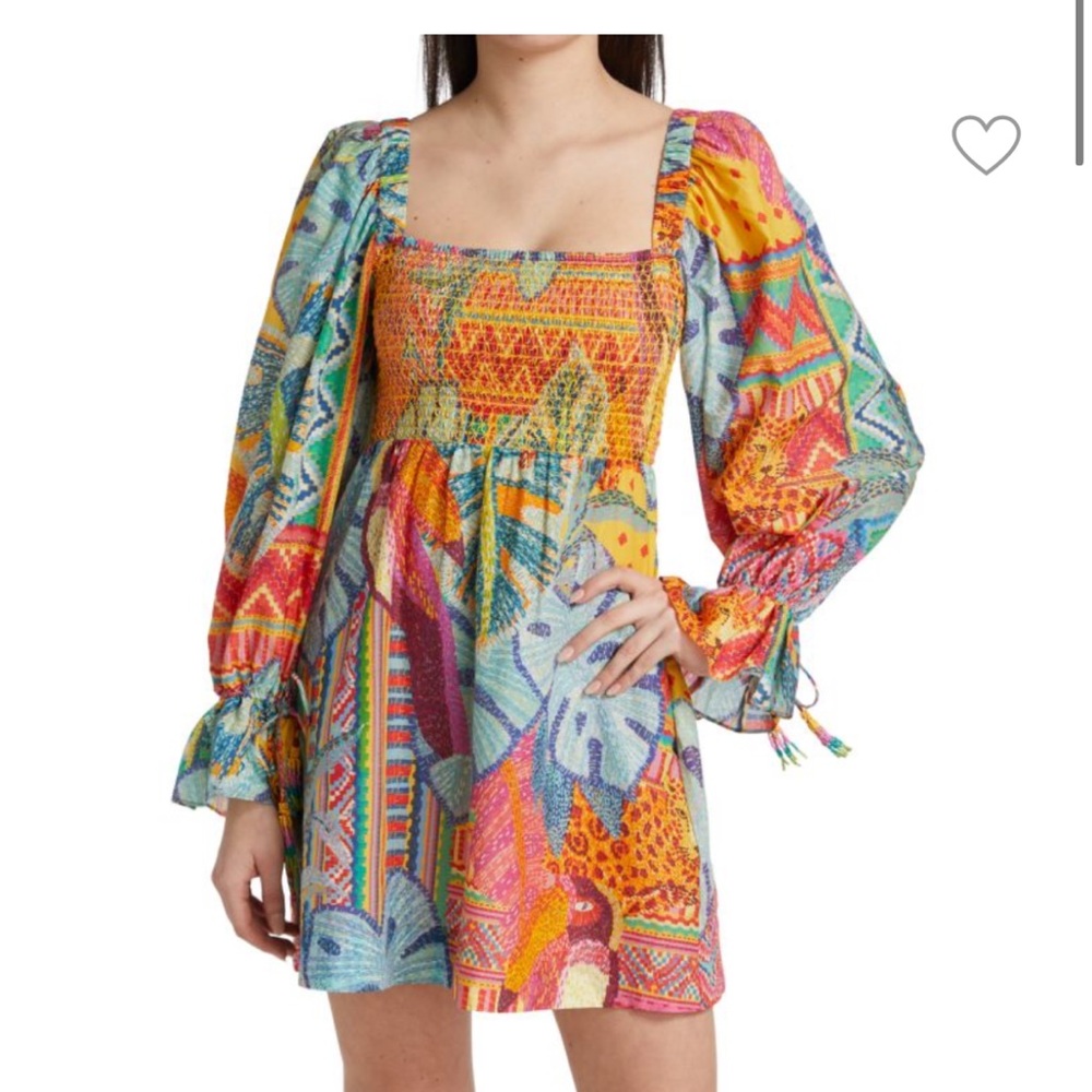 Farm rio Summer Tapestry Smocked Minidress